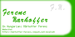 ferenc marhoffer business card